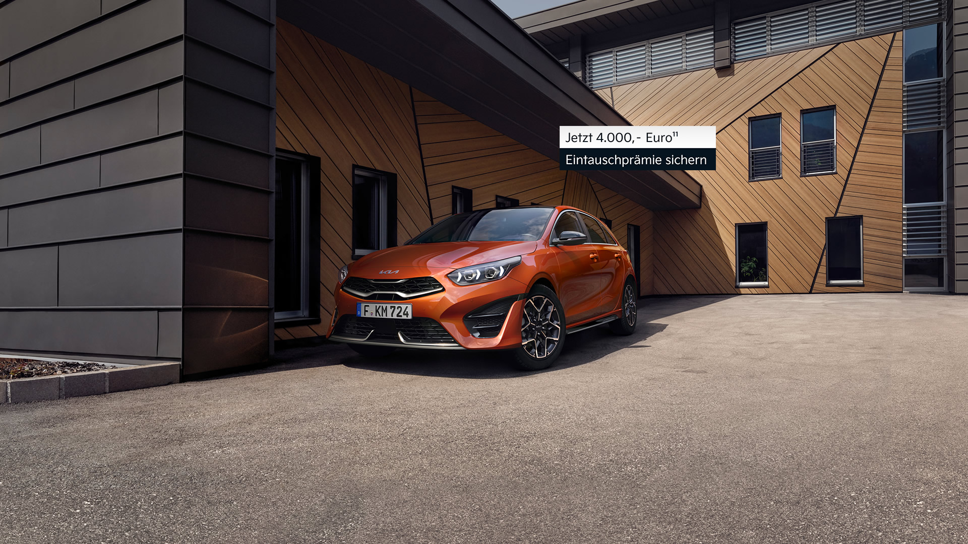 Kia Ceed, Fontansicht, Fahrerseite, Orange
