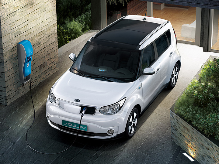 Electro car is charging at the owner's home